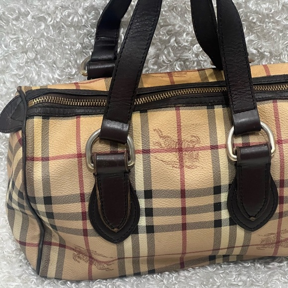 BURBERRY Nova Check Boston Bag PVC Leather Beige - Picture 2 of 16